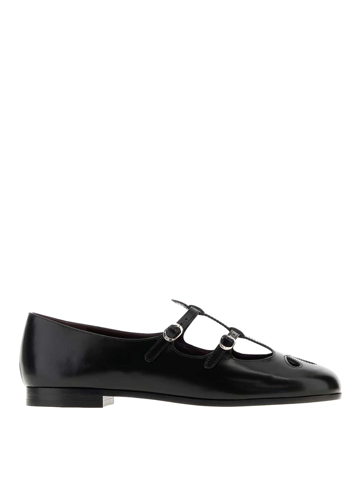Tory Burch Leather Ballerinas With Cut-out Design And Glossy Finish In Black