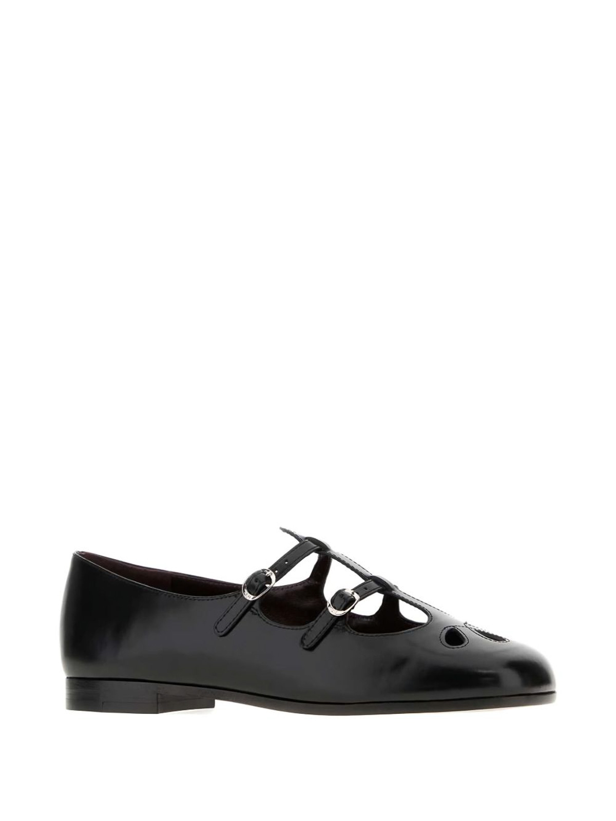 Tory Burch Leather Ballerinas With Cut-out Design And Glossy Finish In Black