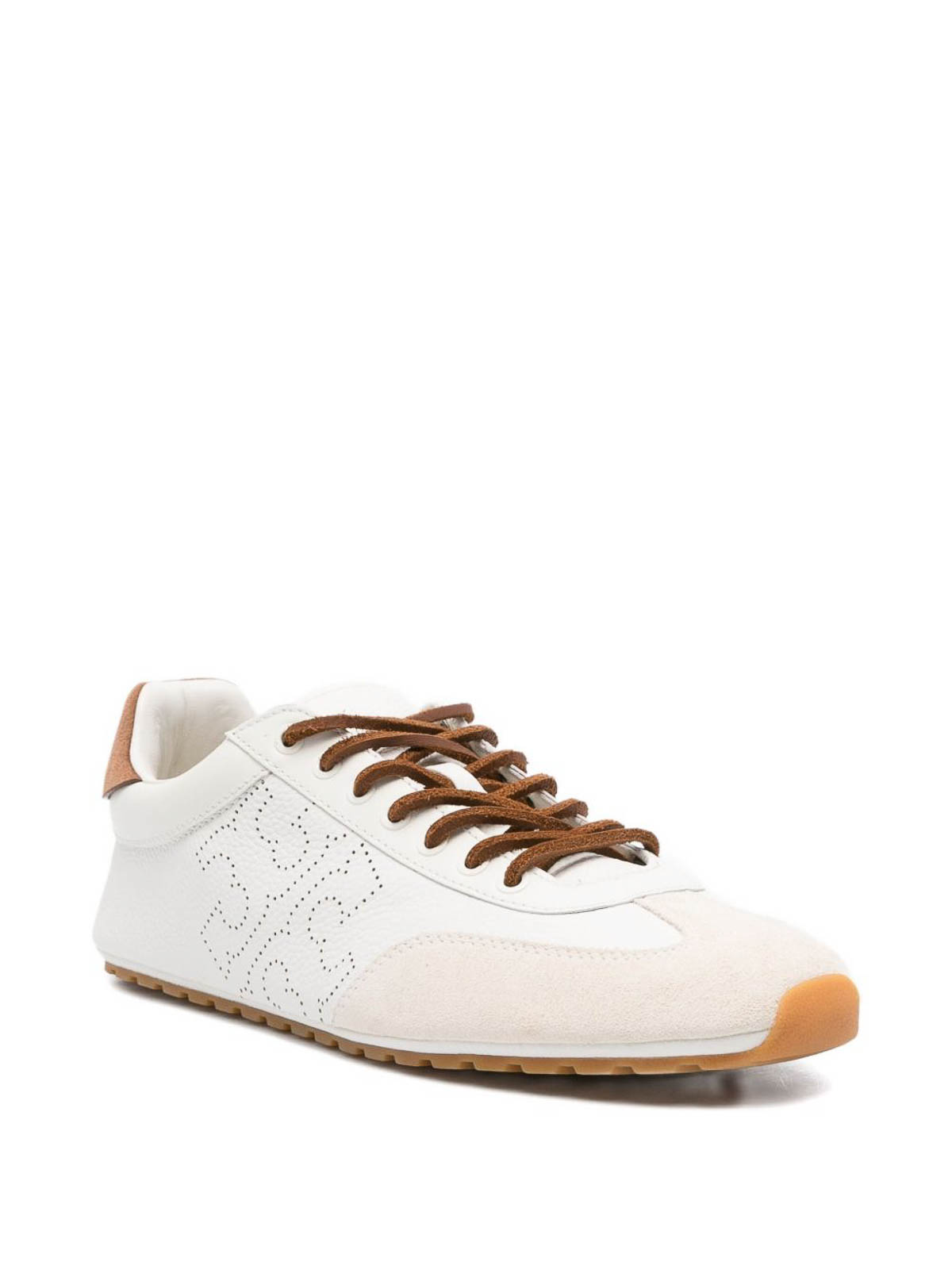 Tory Burch Lace-up Footwear Featuring Contrasting Heel In White
