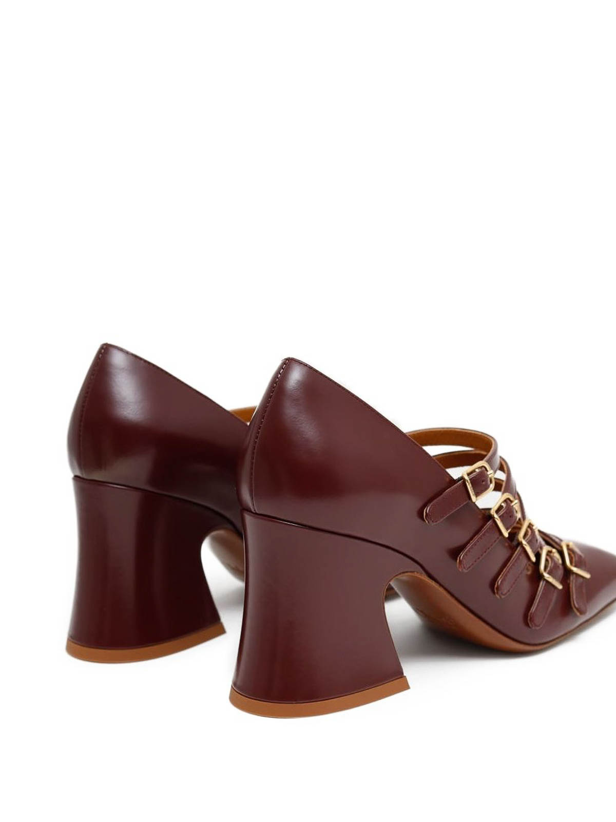 Chloé Janis Buckle Strap Pumps With 80mm Heel In Burgundy