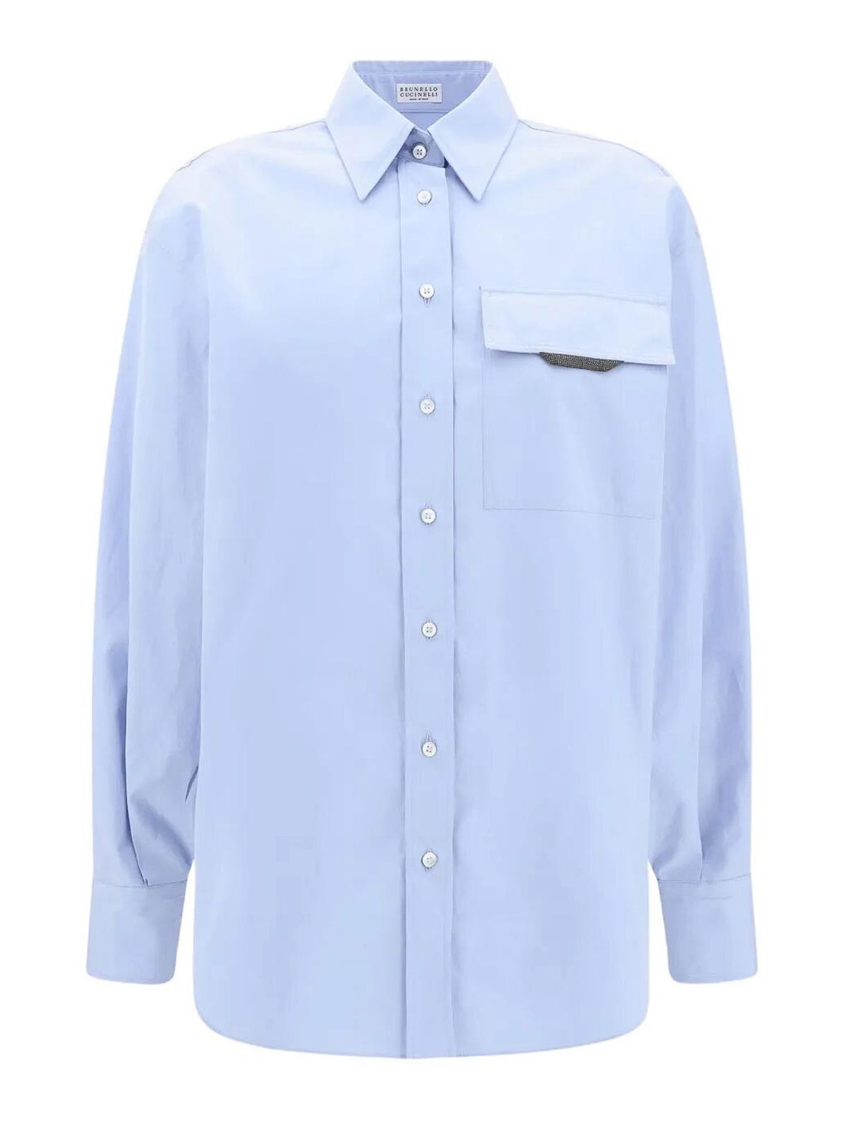 Brunello Cucinelli Women Shirt With Iconic Jewelry Detail In Blue
