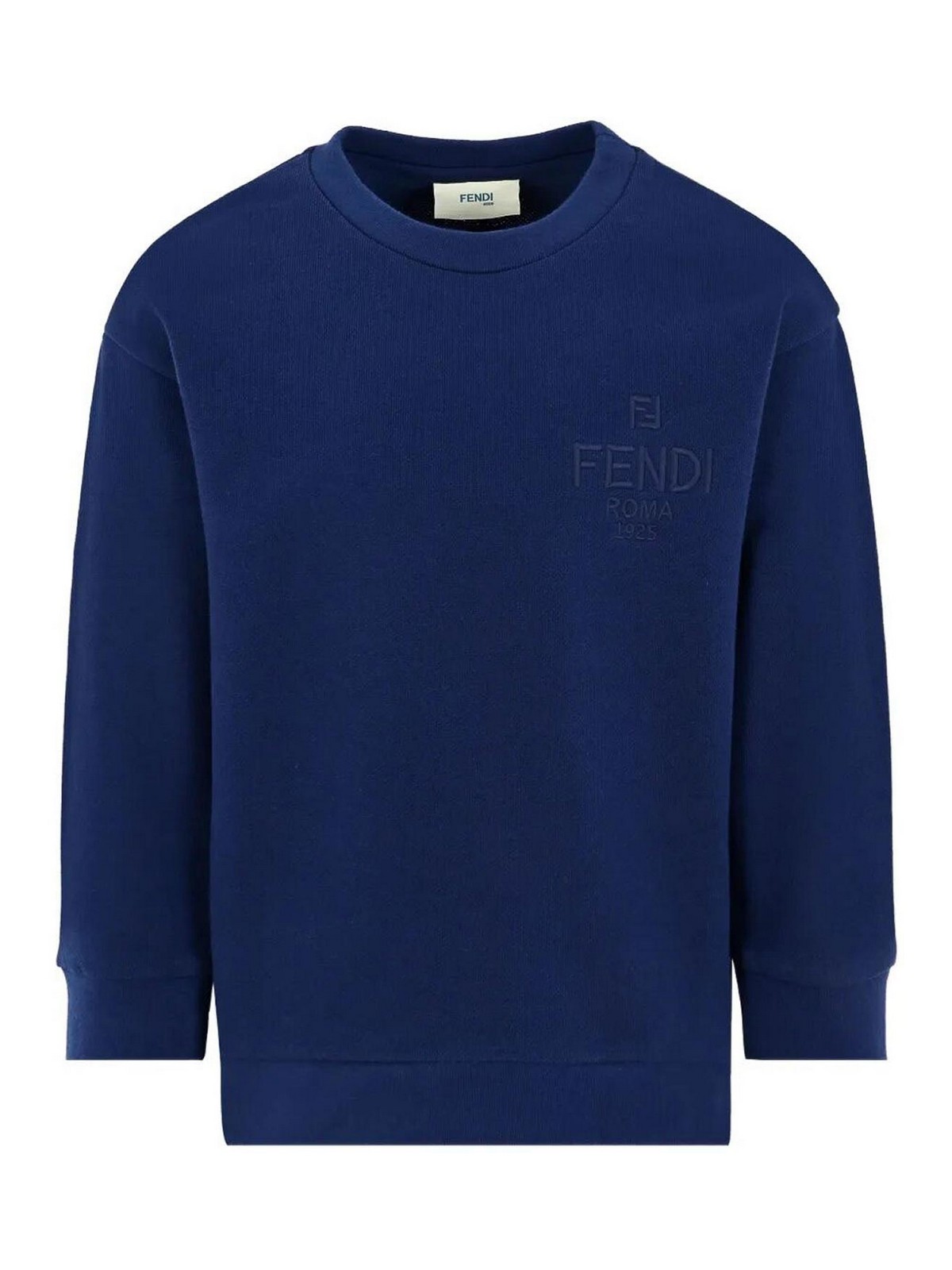 Fendi Jr Kids' Logo-embroidered Cotton Sweatshirt In Blue