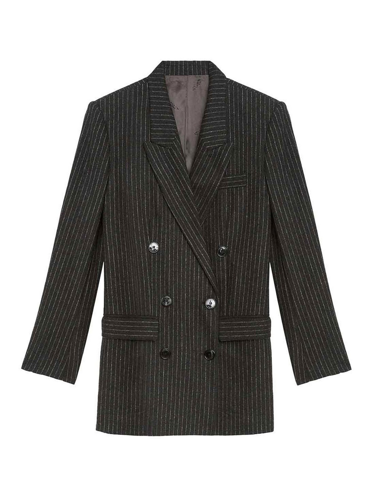 Isabel Marant Jevima Striped Wool Suit Jacket In Gray