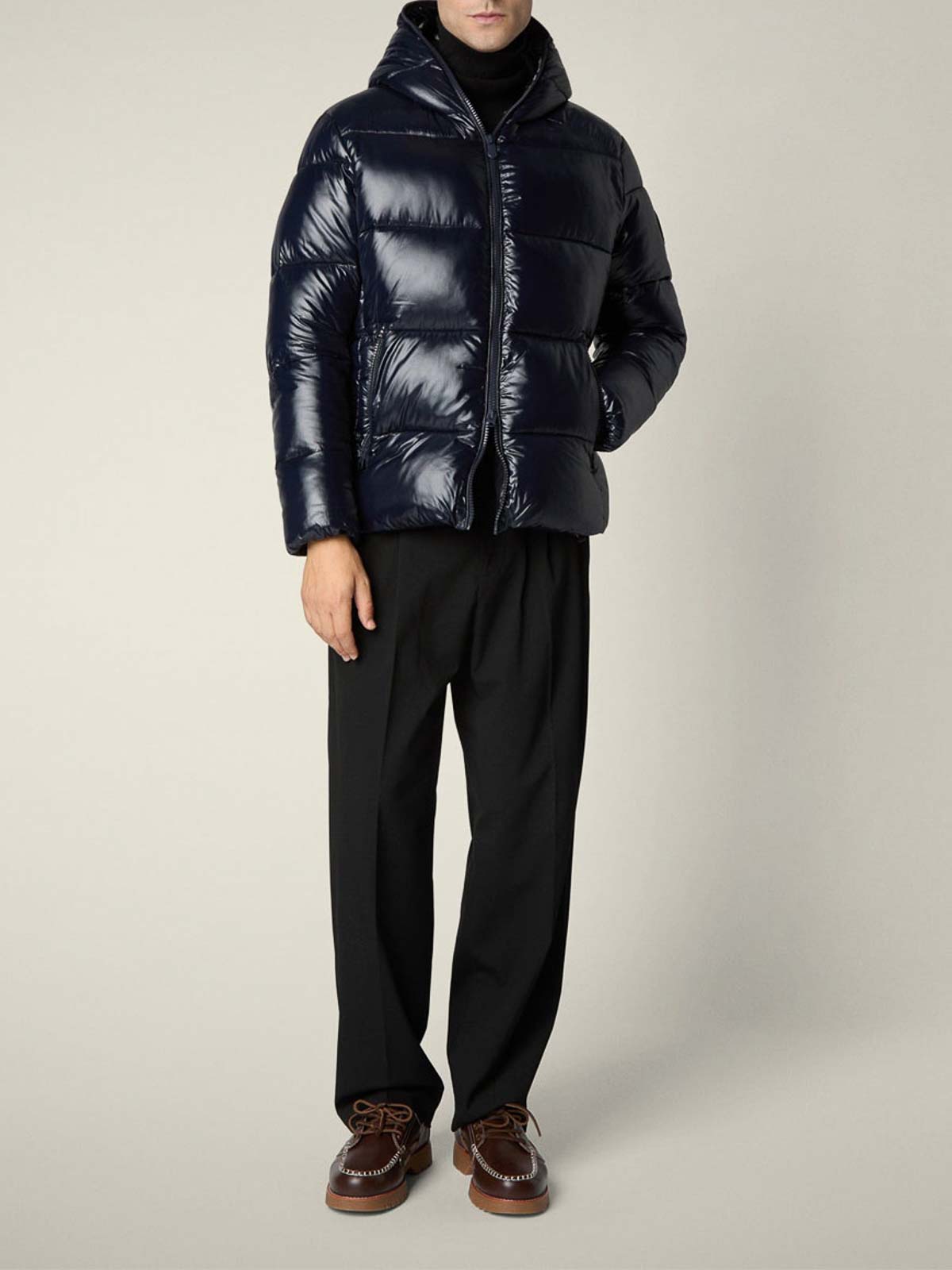 Save The Duck Edgard Down Jacket With Laqu Finish In Black