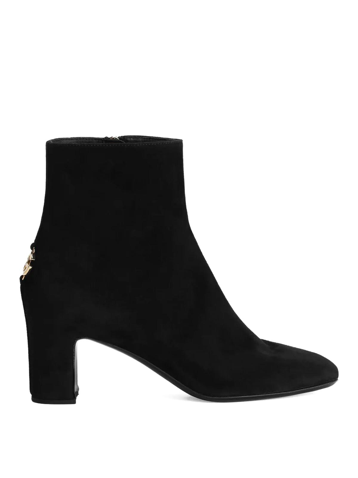 Dolce & Gabbana Suede Leather Ankle Boots In Black