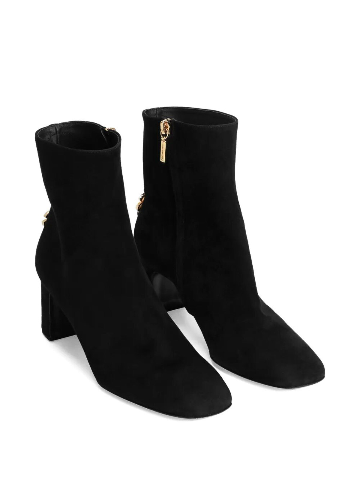 Dolce & Gabbana Suede Leather Ankle Boots In Black
