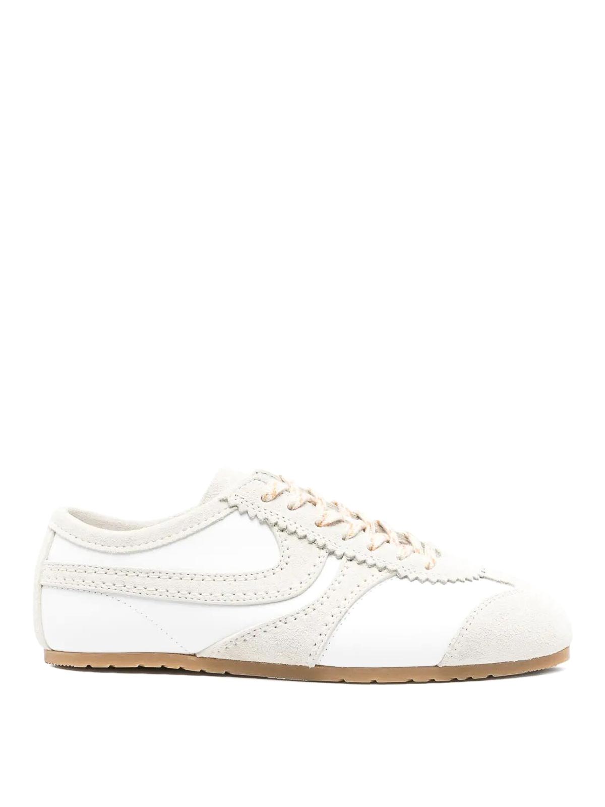 Dries Van Noten Leather Sneakers With Suede Inserts In White