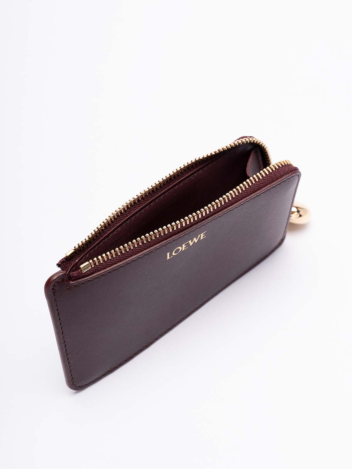 Loewe Pebble Leather Zipped Card Case In Brown