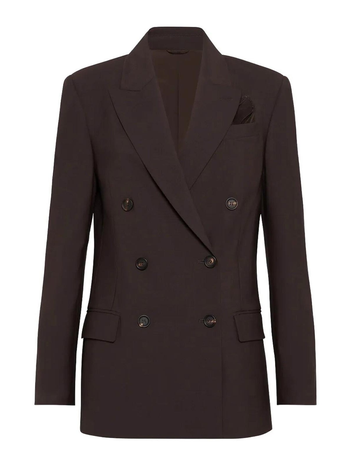 Brunello Cucinelli Tailored Blazer With Notched Lapels And Pockets In Brown