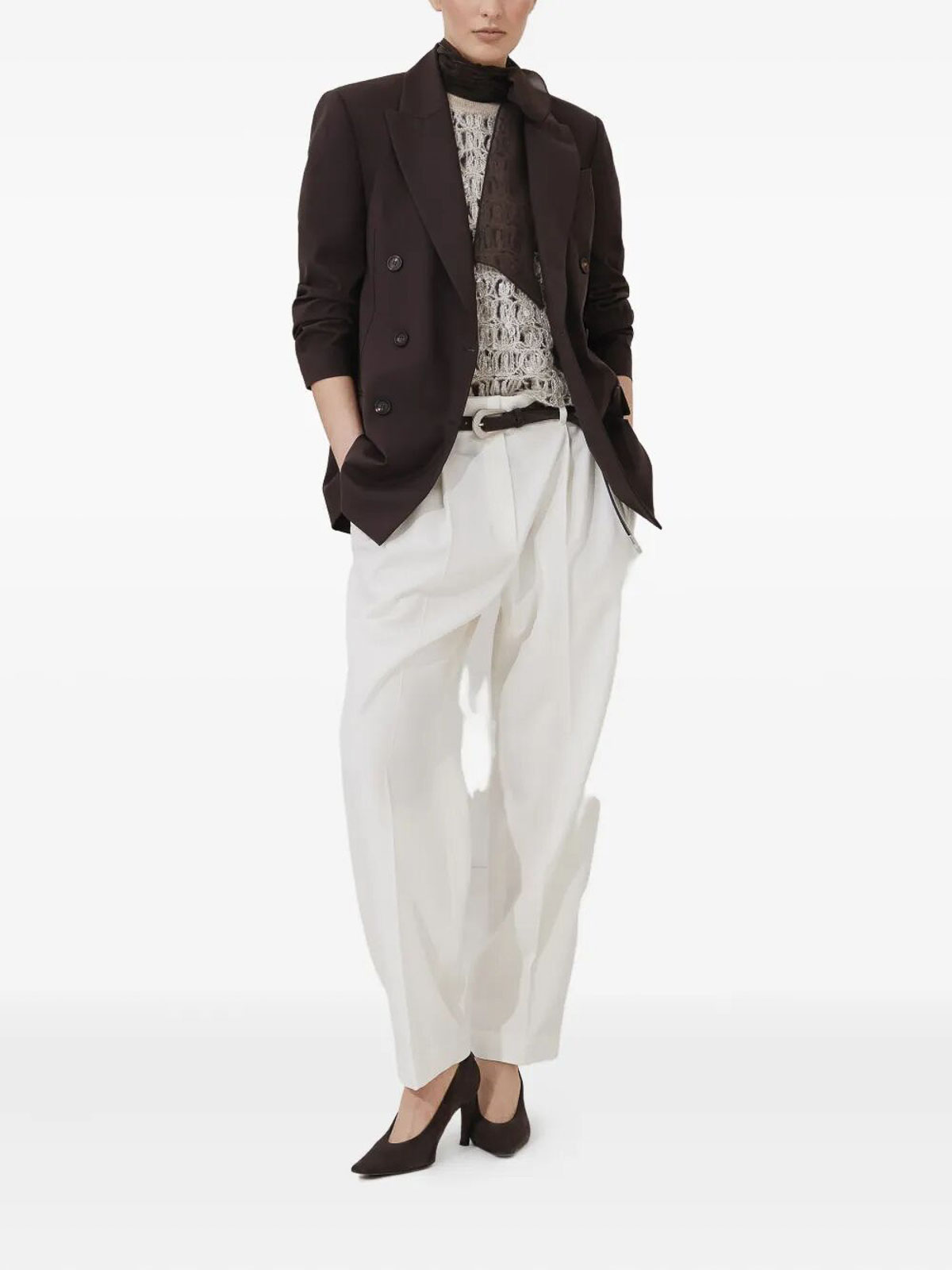 Brunello Cucinelli Tailored Blazer With Notched Lapels And Pockets In Brown