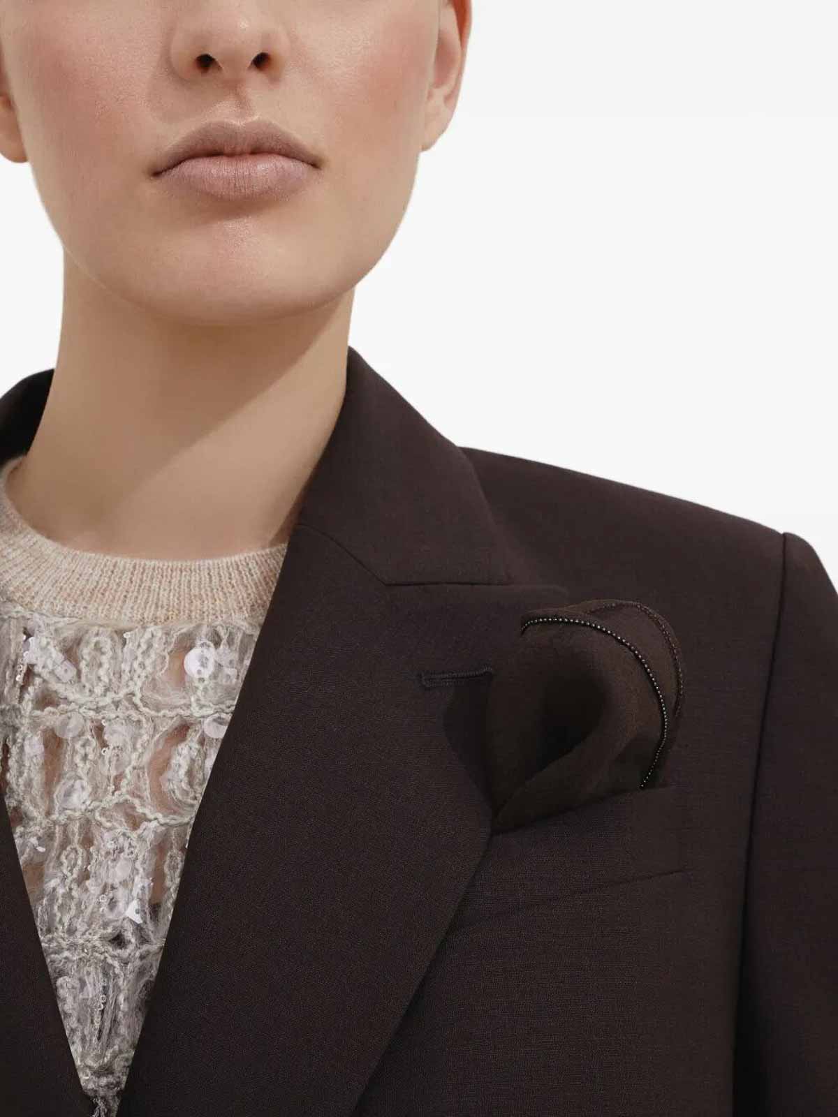 Brunello Cucinelli Tailored Blazer With Notched Lapels And Pockets In Brown