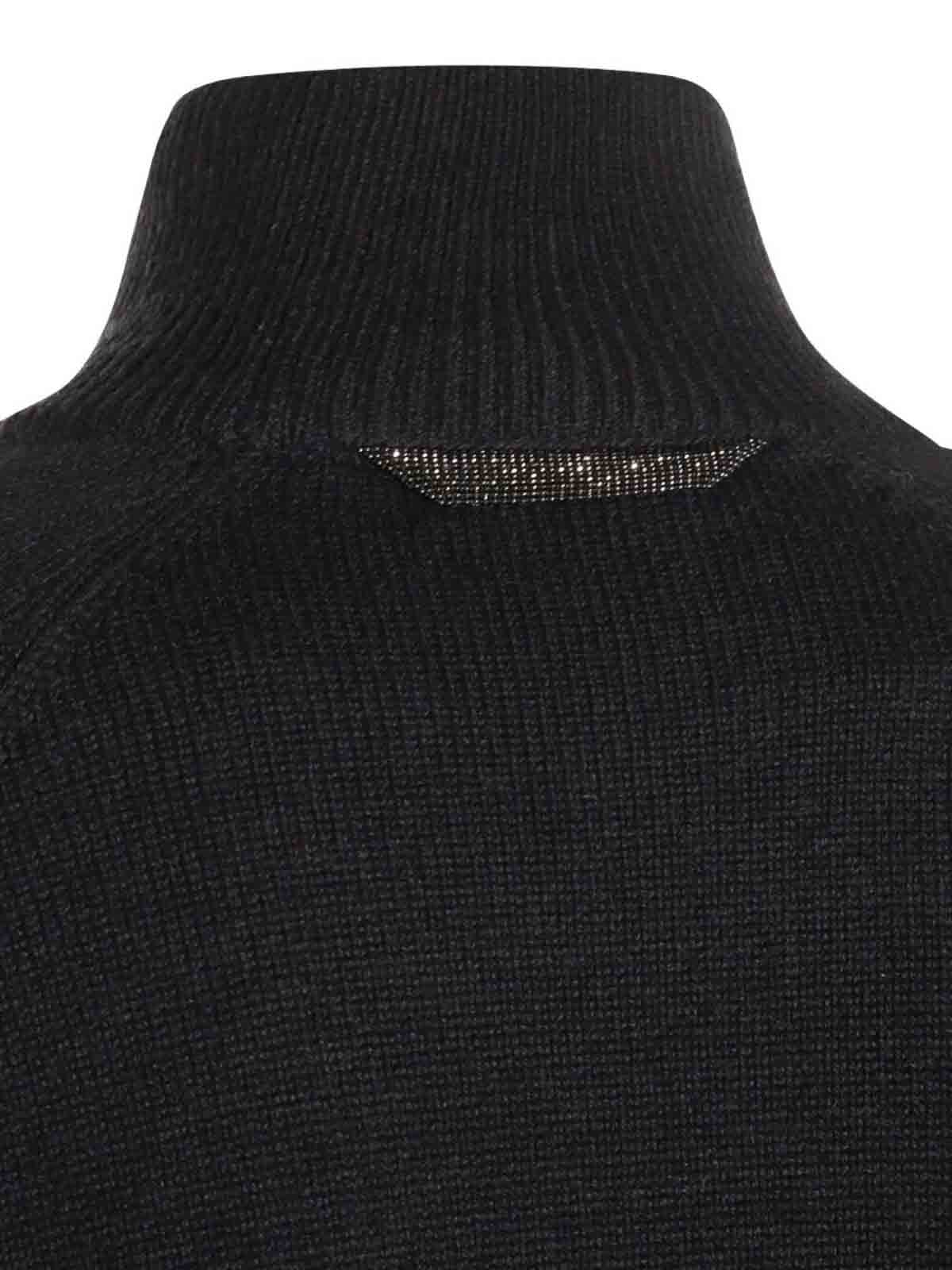 Brunello Cucinelli Ribbed Turtleneck Knitwear Long Sleeves In Blue