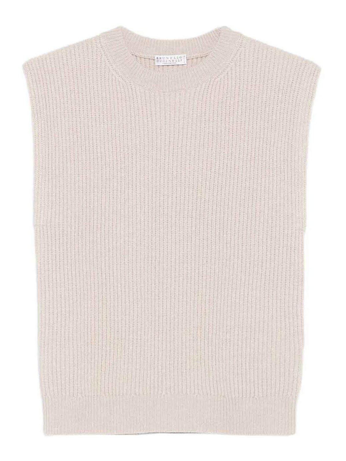 Brunello Cucinelli Knitted Vest In Neutral