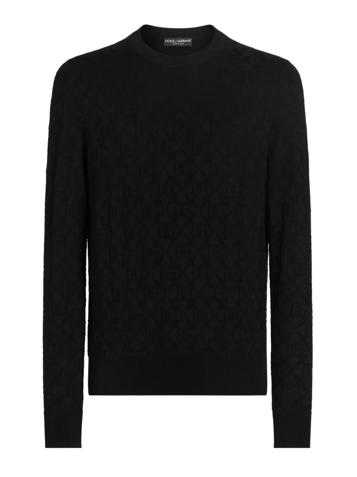 Dolce & Gabbana Long Sleeve Crew-neck Sweater In Black