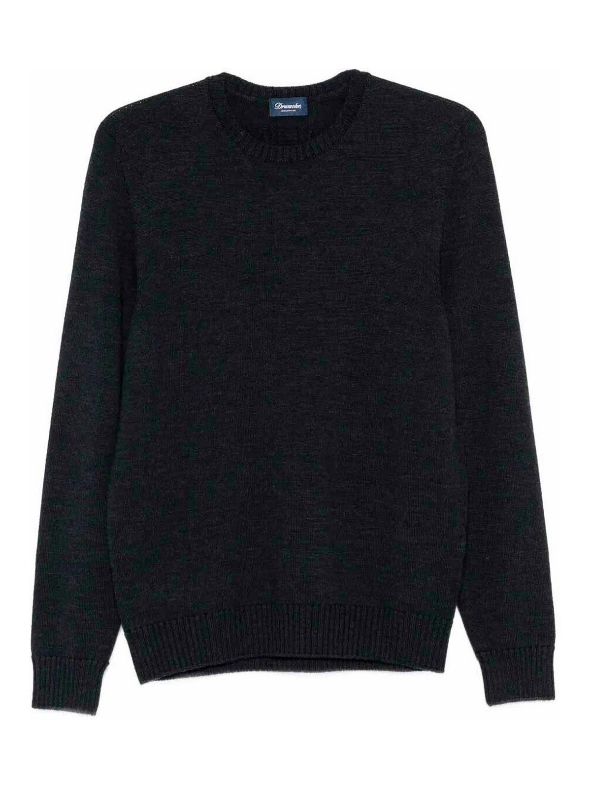 Drumohr Long Sleeve Crew-neck Sweater In Black