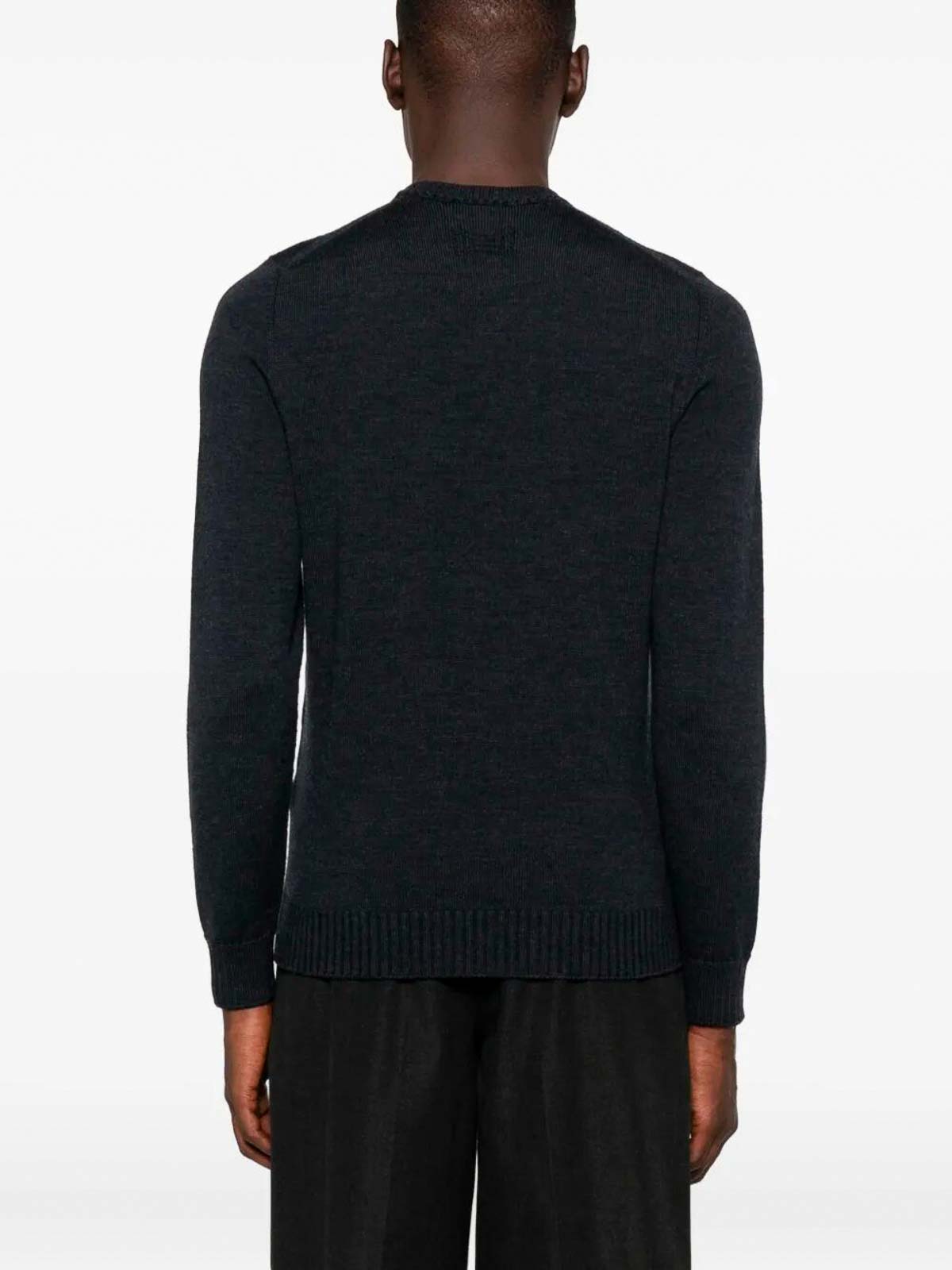 Drumohr Long Sleeve Crew-neck Sweater In Black