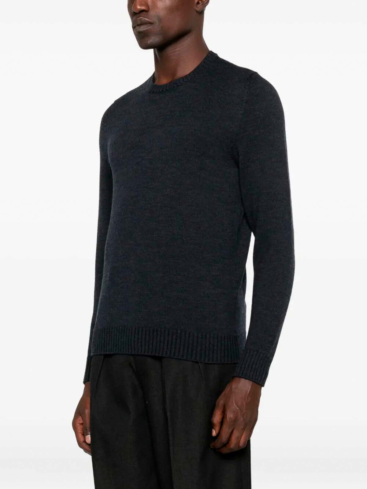 Drumohr Long Sleeve Crew-neck Sweater In Black