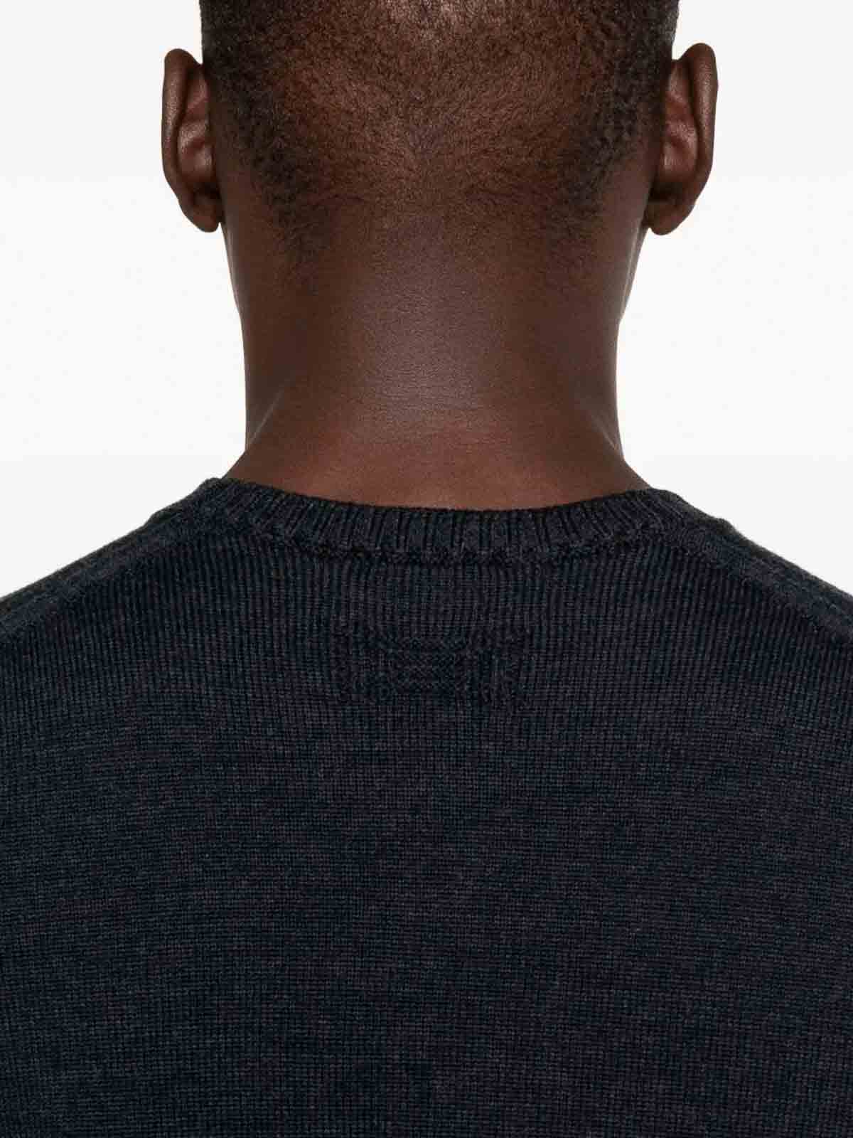 Drumohr Long Sleeve Crew-neck Sweater In Black