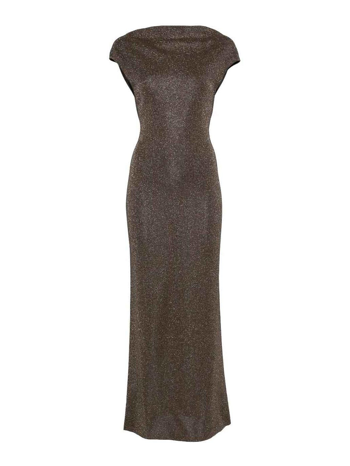 Max Mara Open Back Maxi Dress With Knot Detail In Brown