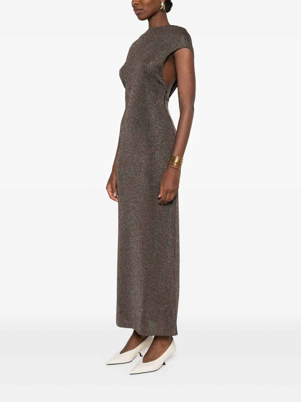 Max Mara Open Back Maxi Dress With Knot Detail In Brown