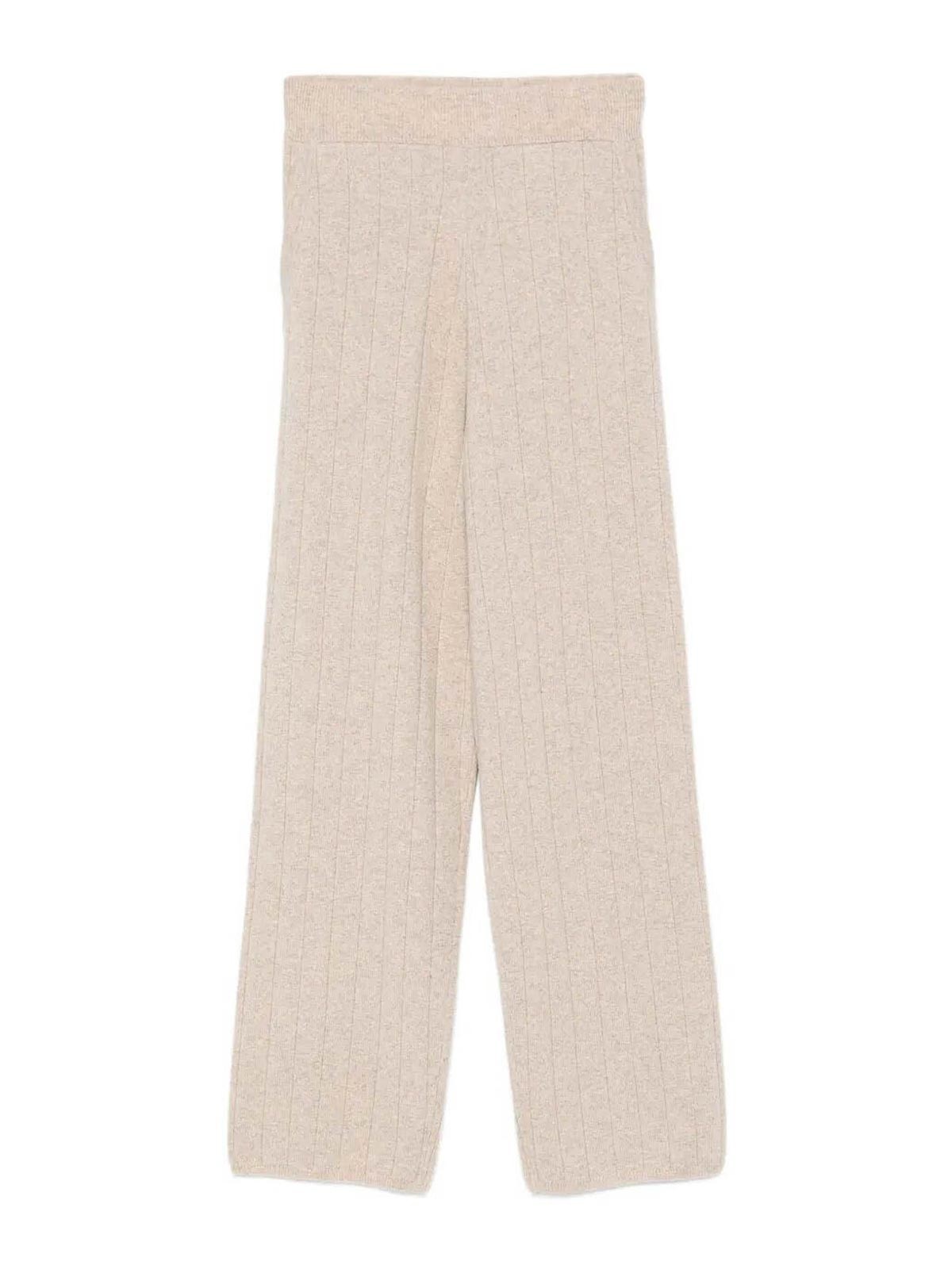Max Mara Ribbed Cashmere Trousers In Neutral