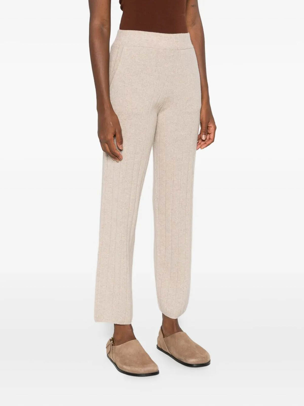 Max Mara Ribbed Cashmere Trousers In Neutral