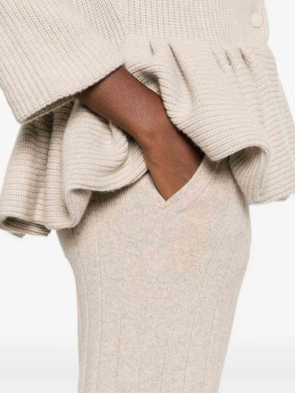 Max Mara Ribbed Cashmere Trousers In Neutral
