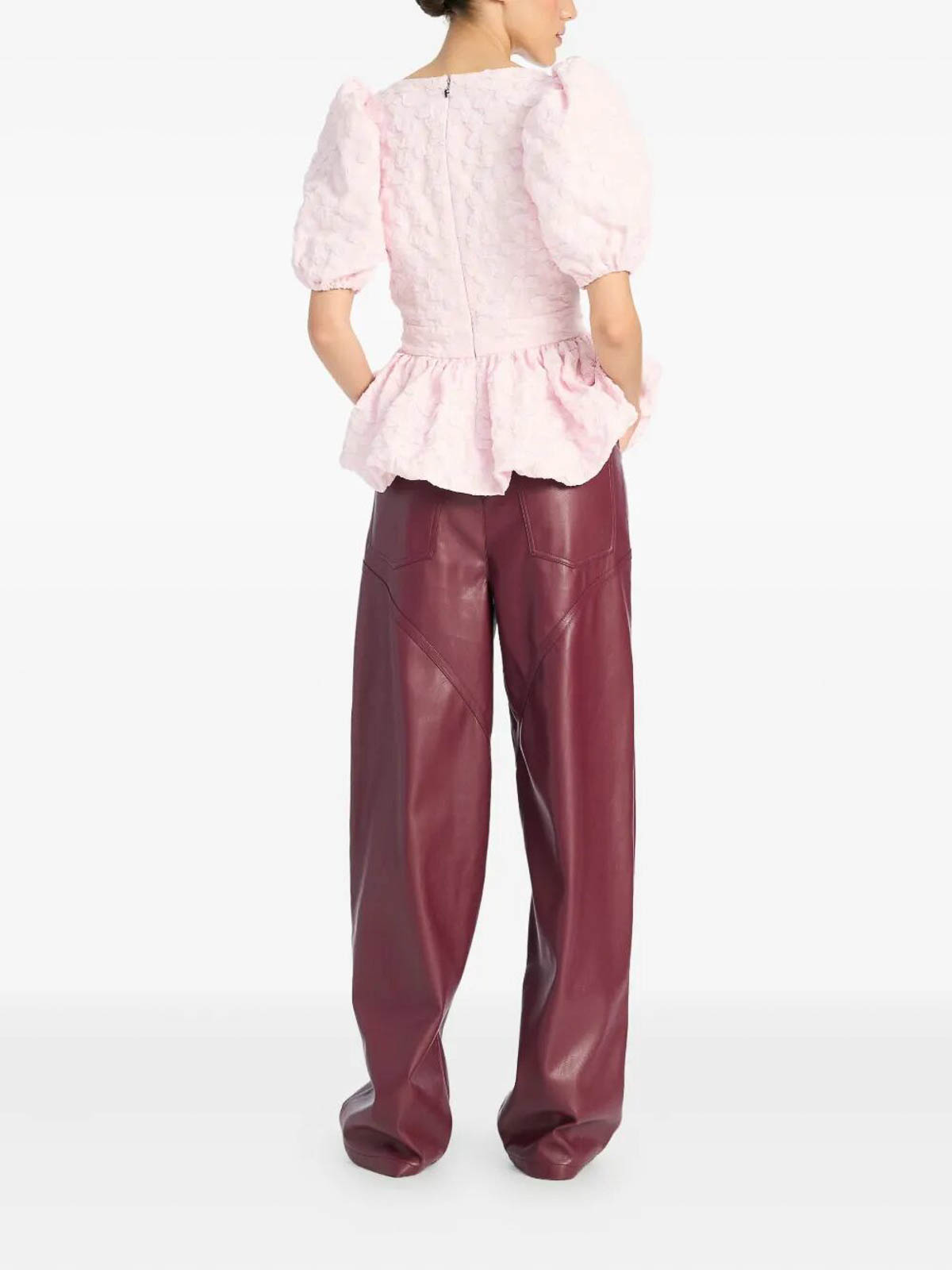 Rotate Birger Christensen Rotate Birgerchristensen Top With Puff Sleeves In Pink