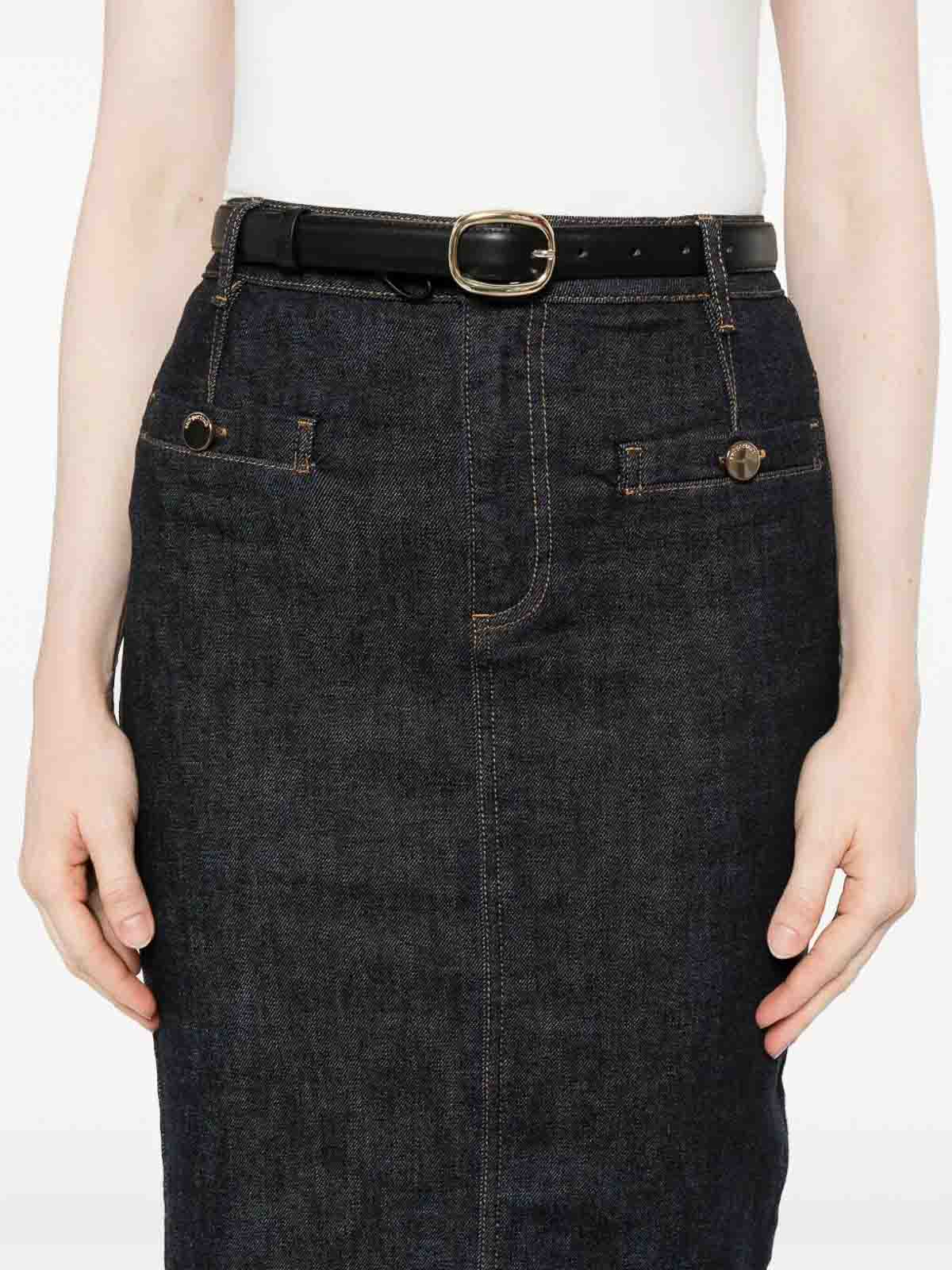 Self-portrait High-waisted Denim Midi Skirt In Blue