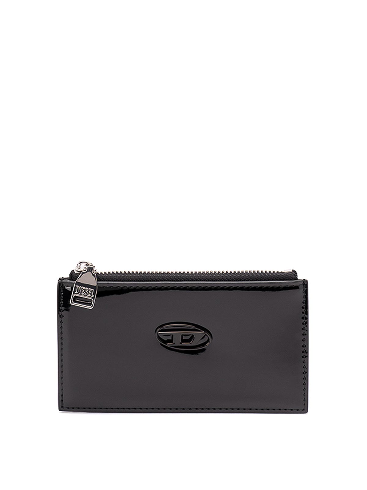 Diesel Card Holder With Glossy Finish In Black