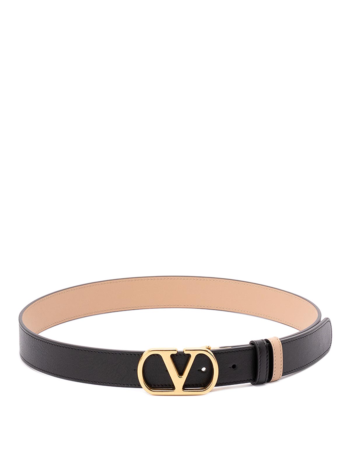 Valentino Adjustable Reversible Two-tone Belts In Sand