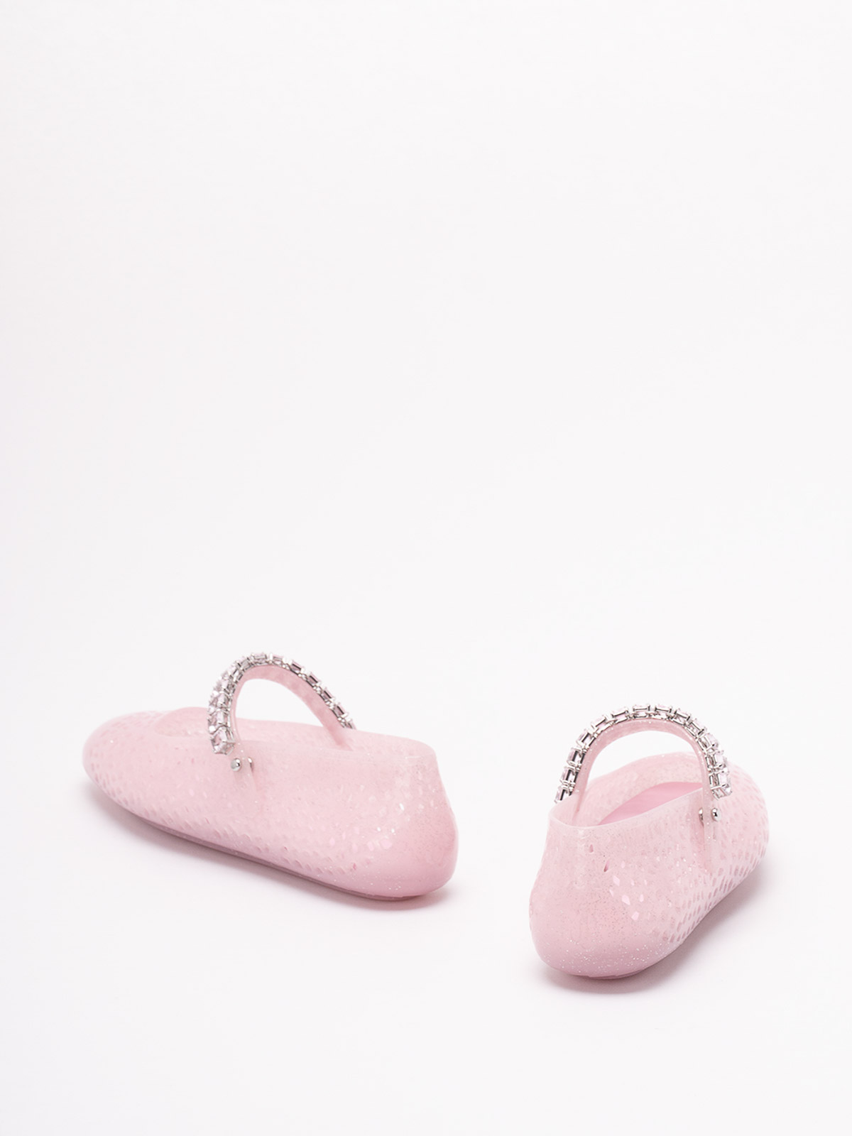 Jimmy Choo Embellished Perforated Round Toe Ballerina Shoes In Pink