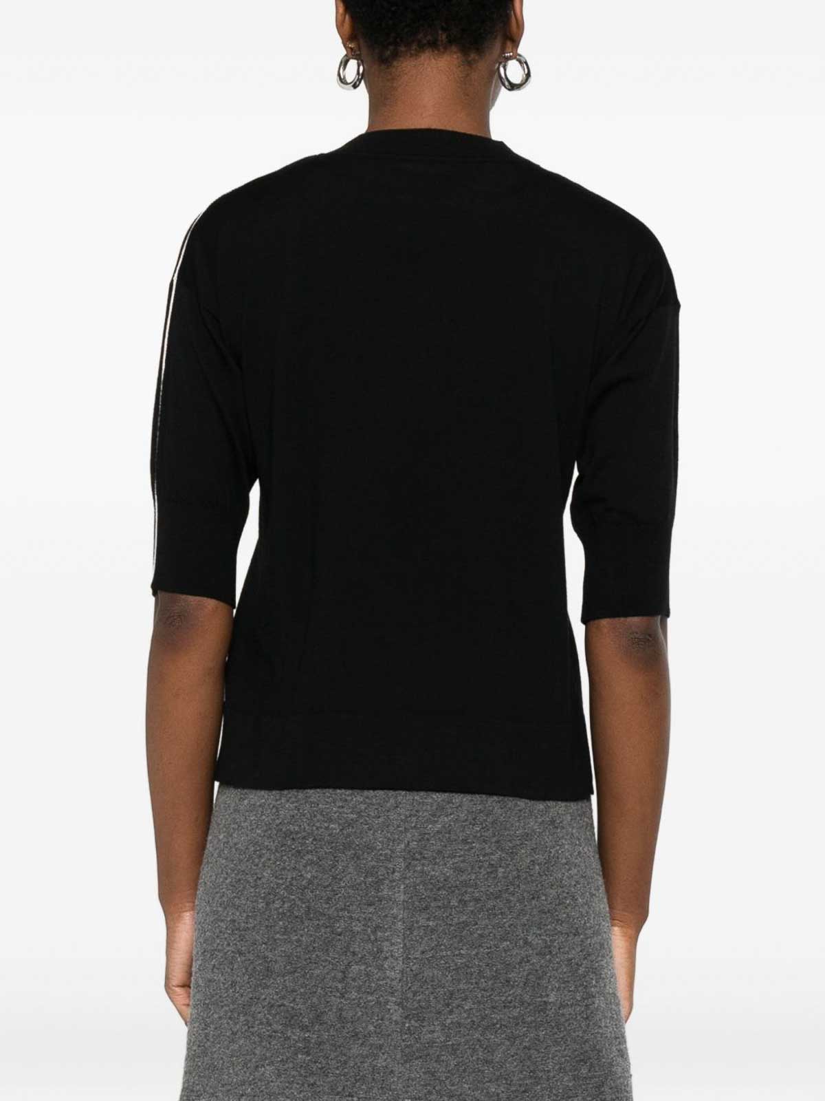 Alpha Studio Relaxed Fit Black Merino Wool Sweater In Black