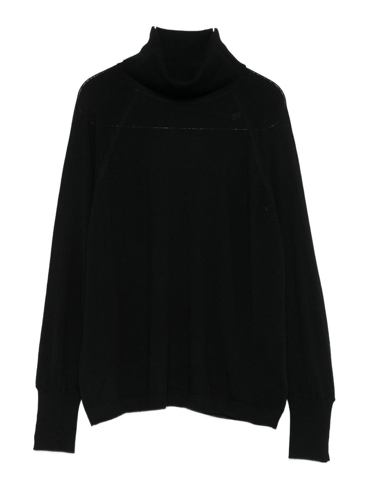Alpha Studio Relaxed Fit Black Turtleneck Sweater In Black
