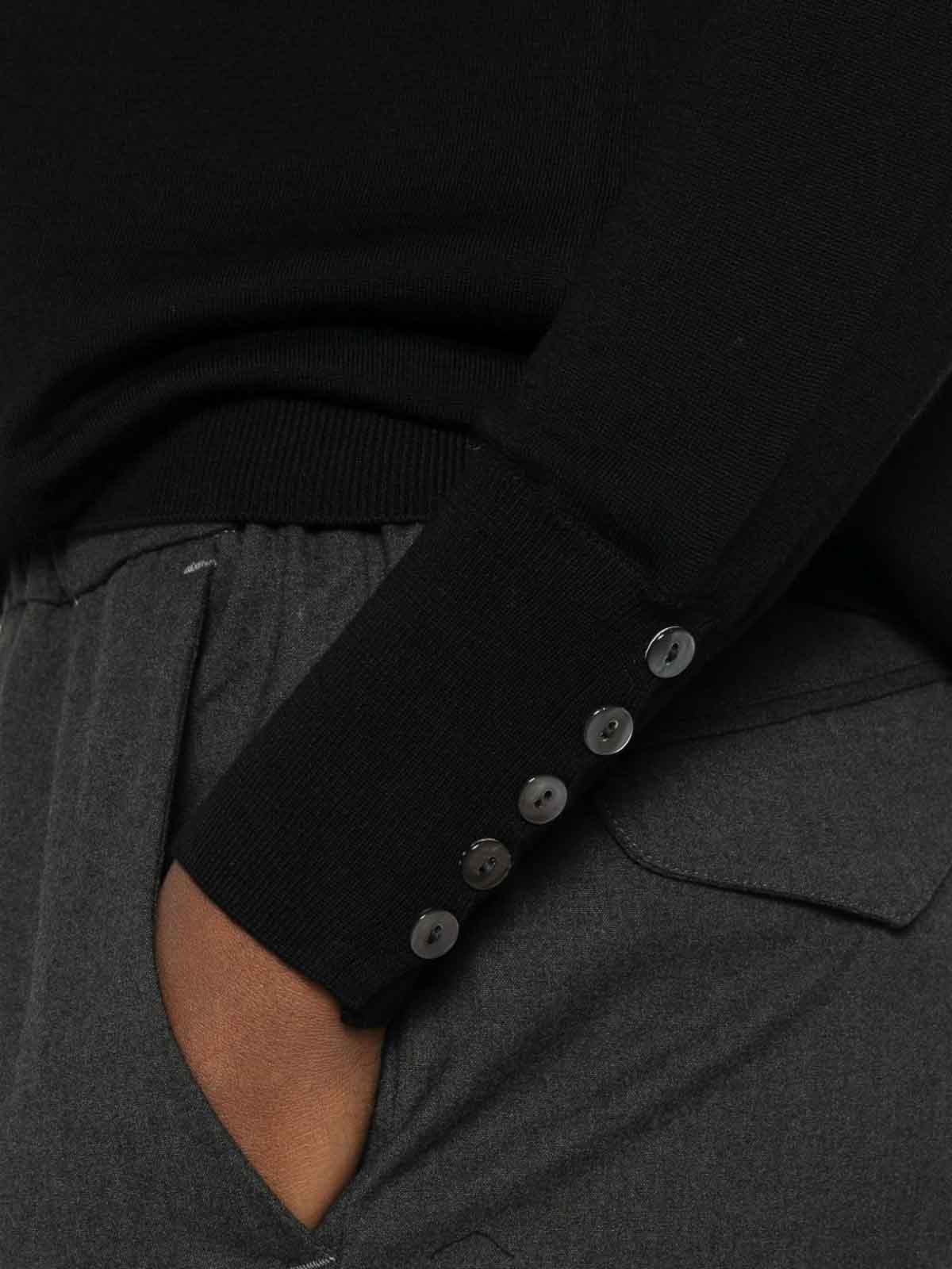 Alpha Studio Relaxed Fit Black Turtleneck Sweater In Black