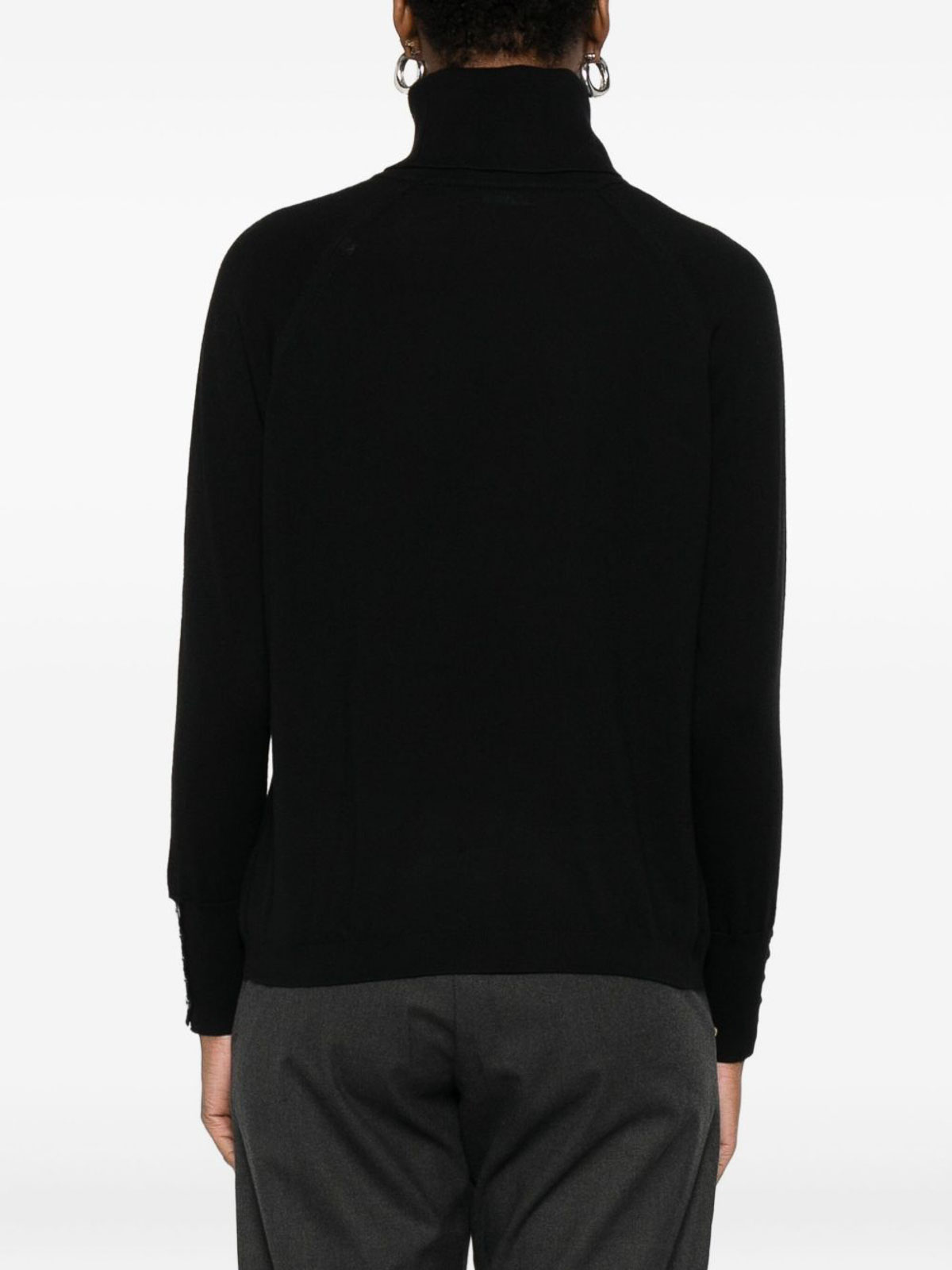 Alpha Studio Relaxed Fit Black Turtleneck Sweater In Black