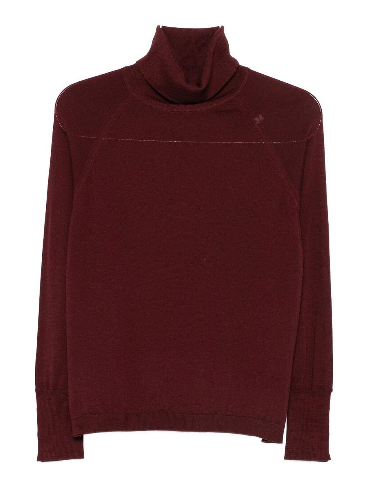 Alpha Studio Bordeaux Merino Wool Sweater With High Turtleneck In Burgundy