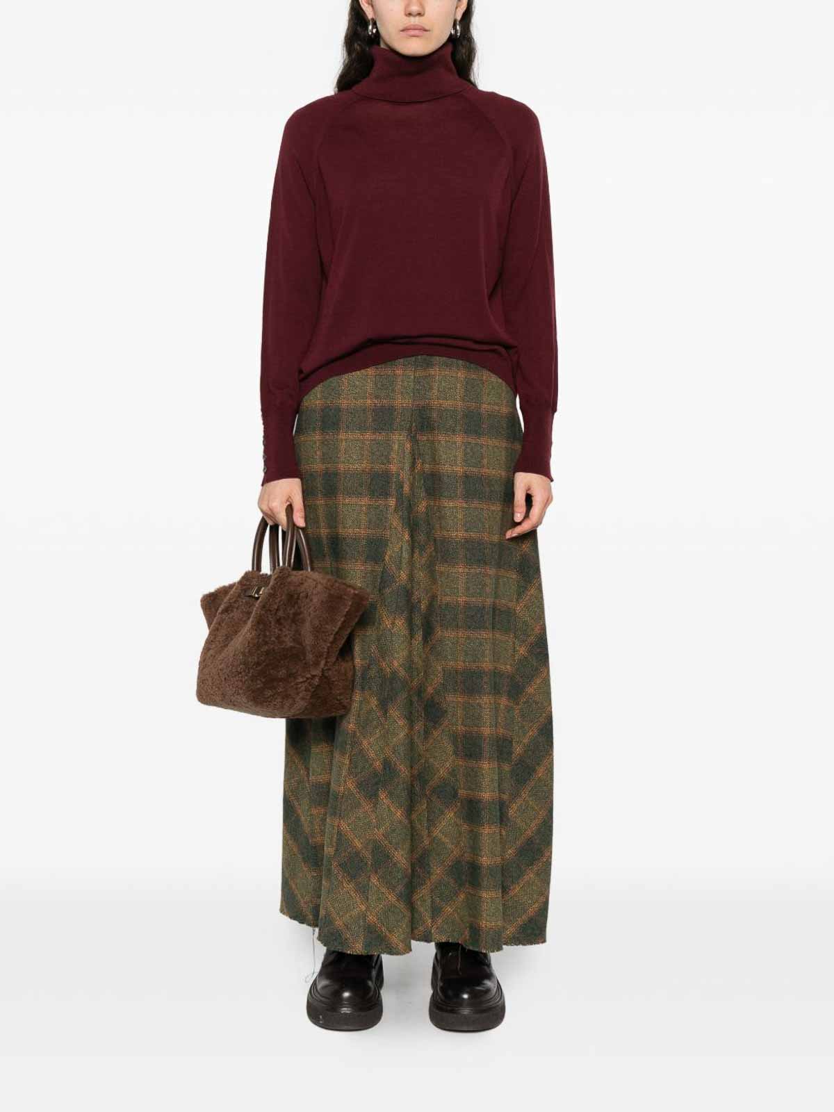 Alpha Studio Bordeaux Merino Wool Sweater With High Turtleneck In Burgundy
