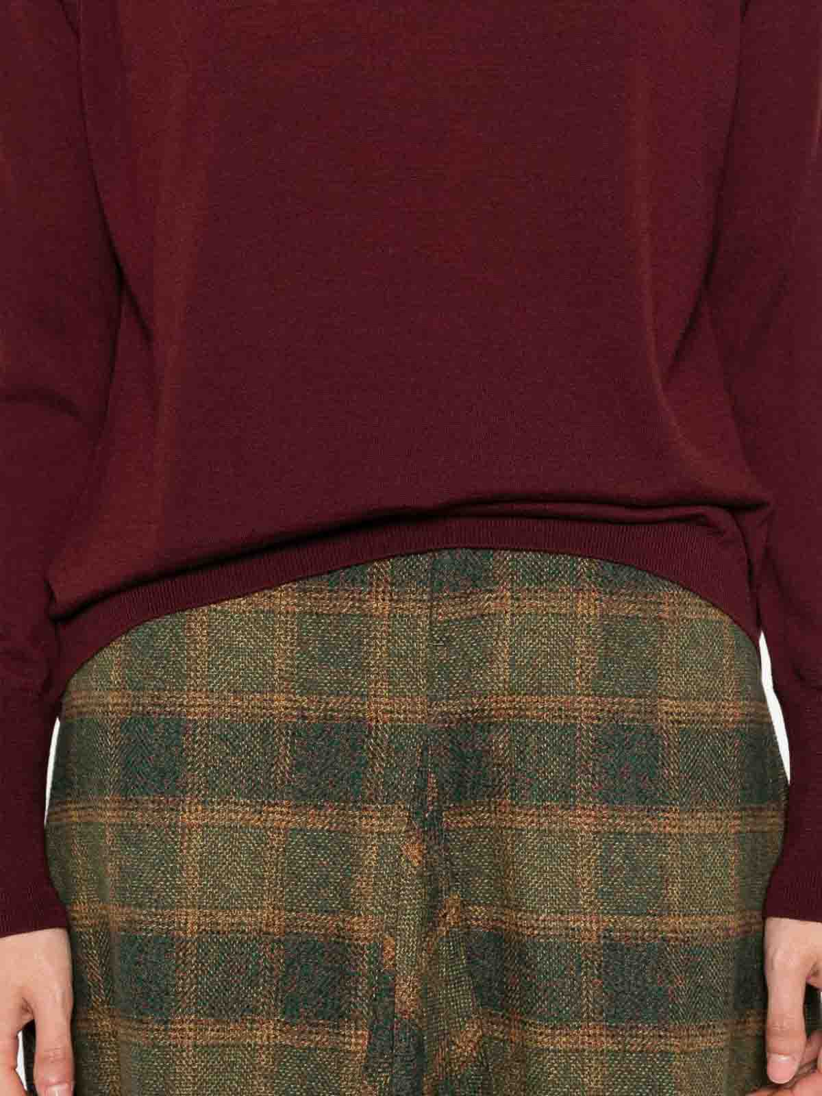 Alpha Studio Bordeaux Merino Wool Sweater With High Turtleneck In Burgundy