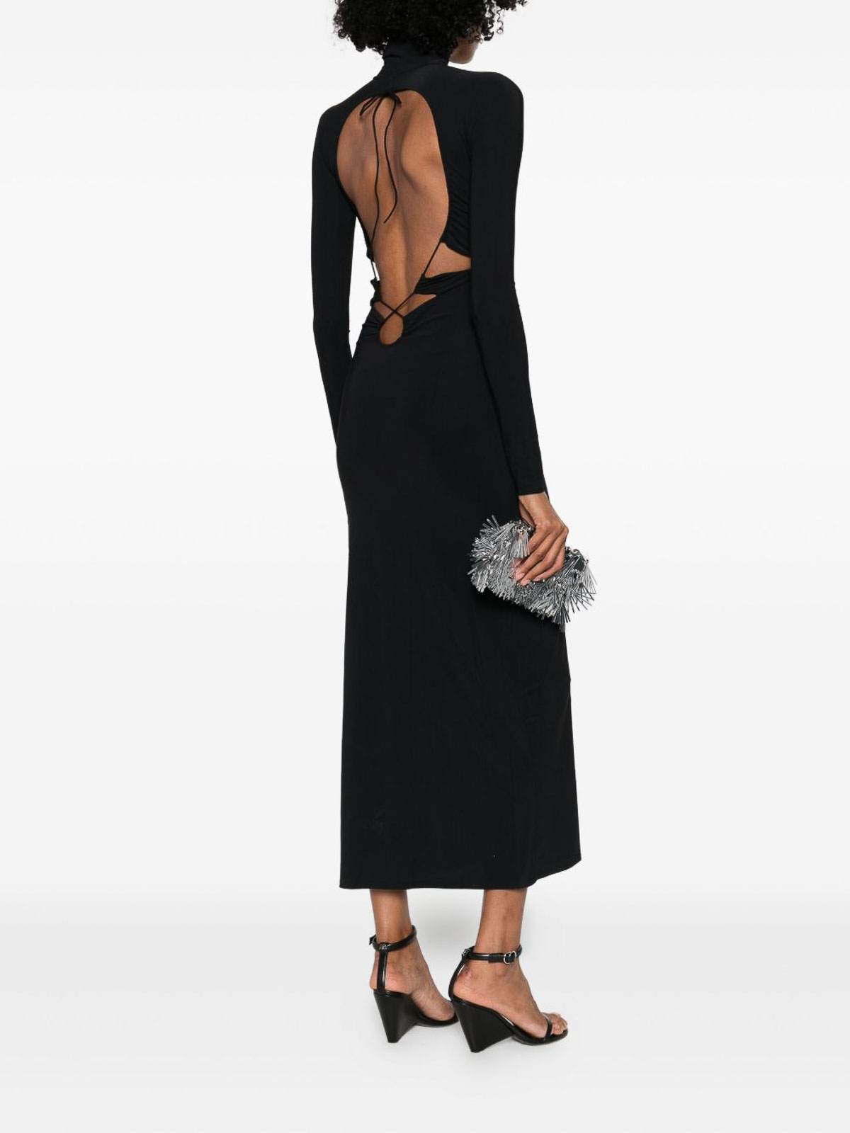 Amazuìn Maxi Dress With Open Back In Black