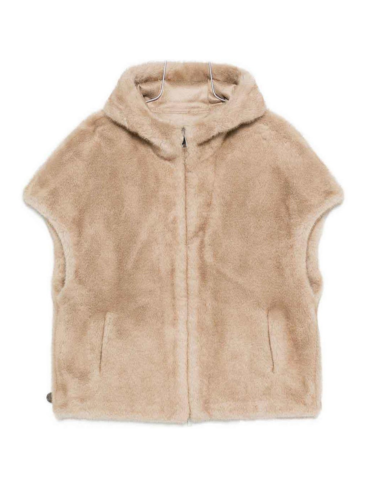 Betta Corradi Beige Hooded Coat With Plush Texture In Neutral
