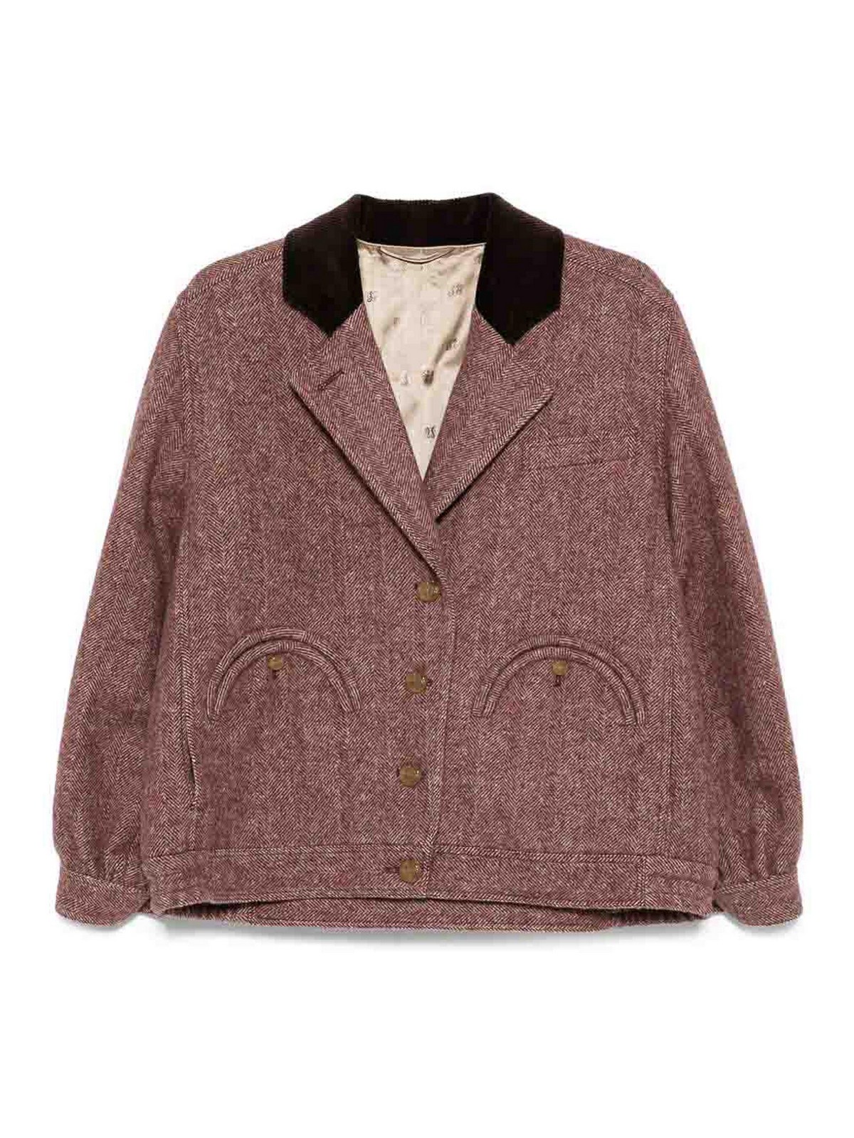 Blazé Milano Tailored Pink Blazer With Textured Herringbone In Brown