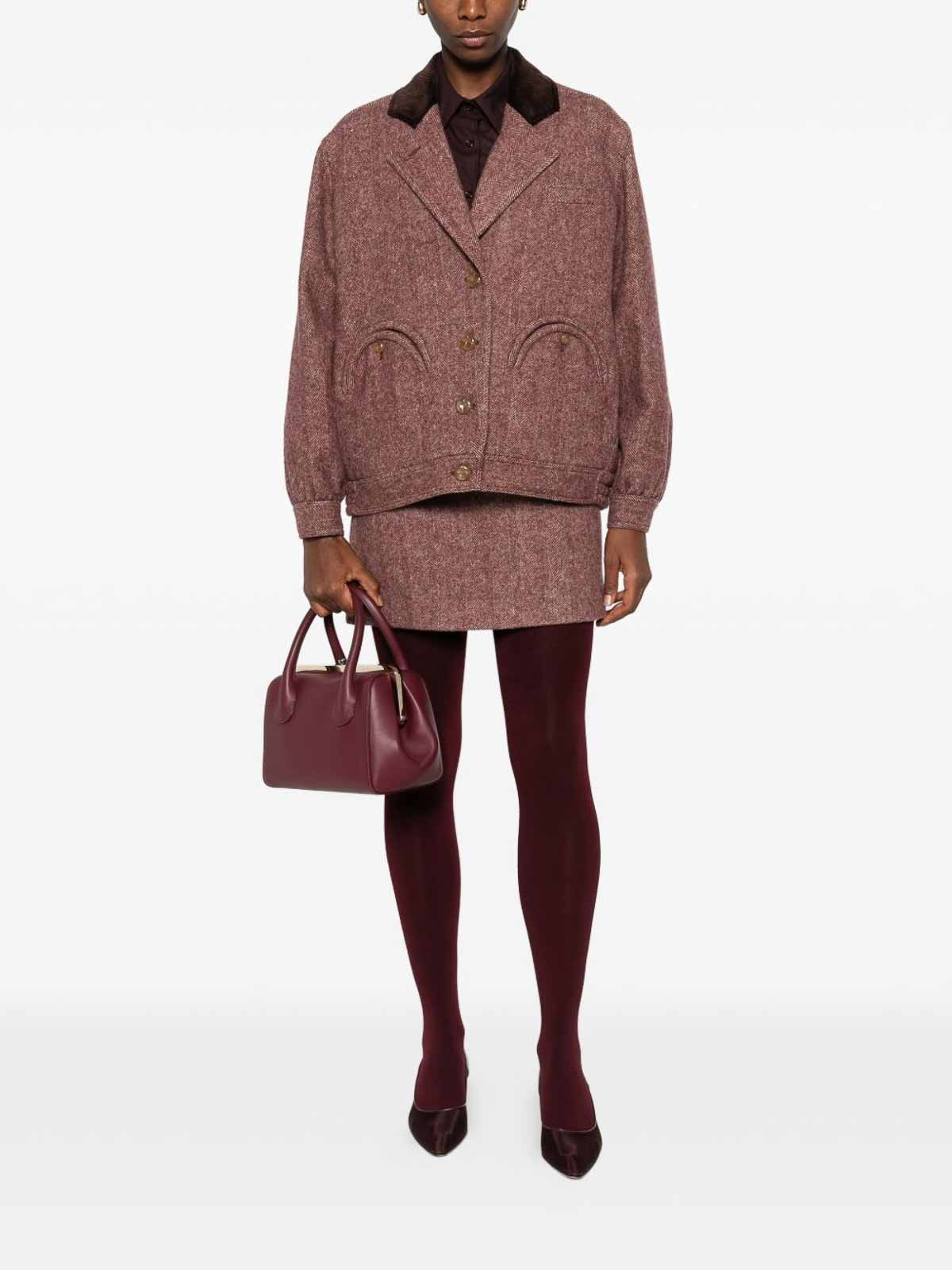 Blazé Milano Tailored Pink Blazer With Textured Herringbone In Brown