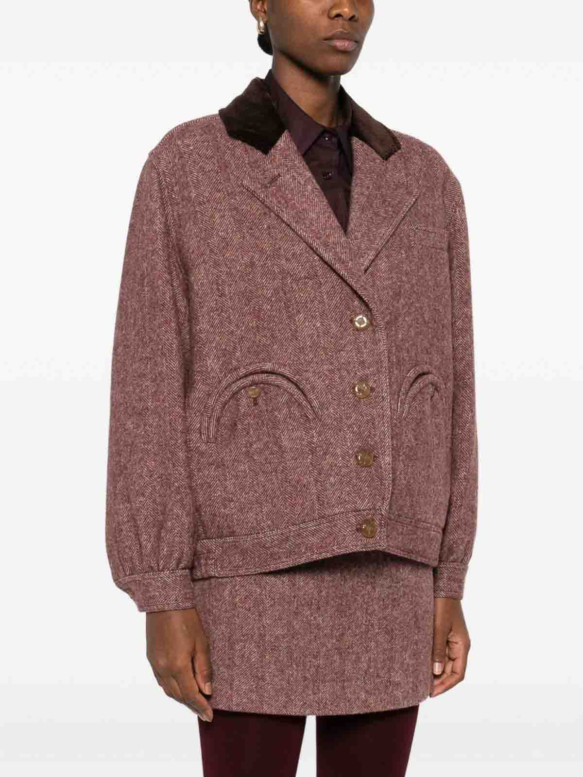 Blazé Milano Tailored Pink Blazer With Textured Herringbone In Brown