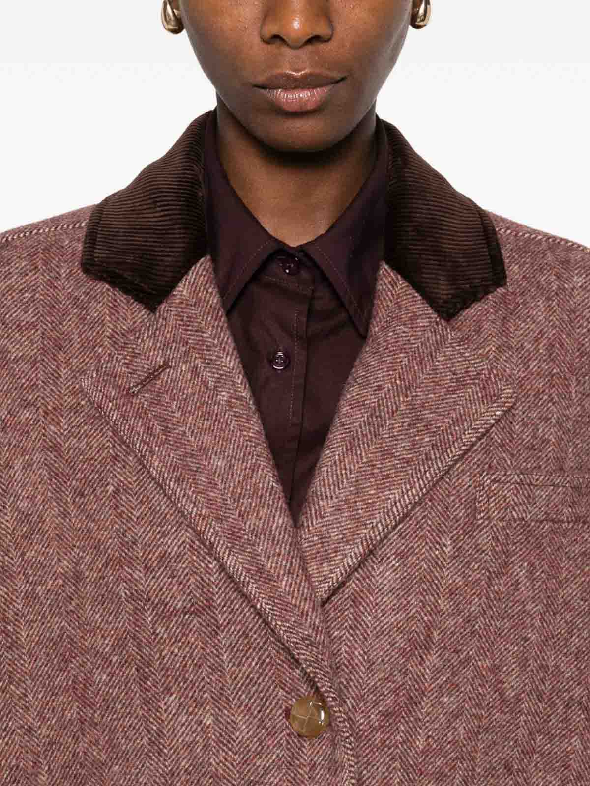 Blazé Milano Tailored Pink Blazer With Textured Herringbone In Brown