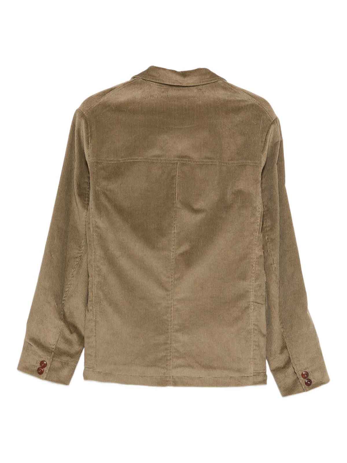Capalbio Tailored Beige Corduroy Jacket With Notched Lapel In Sand