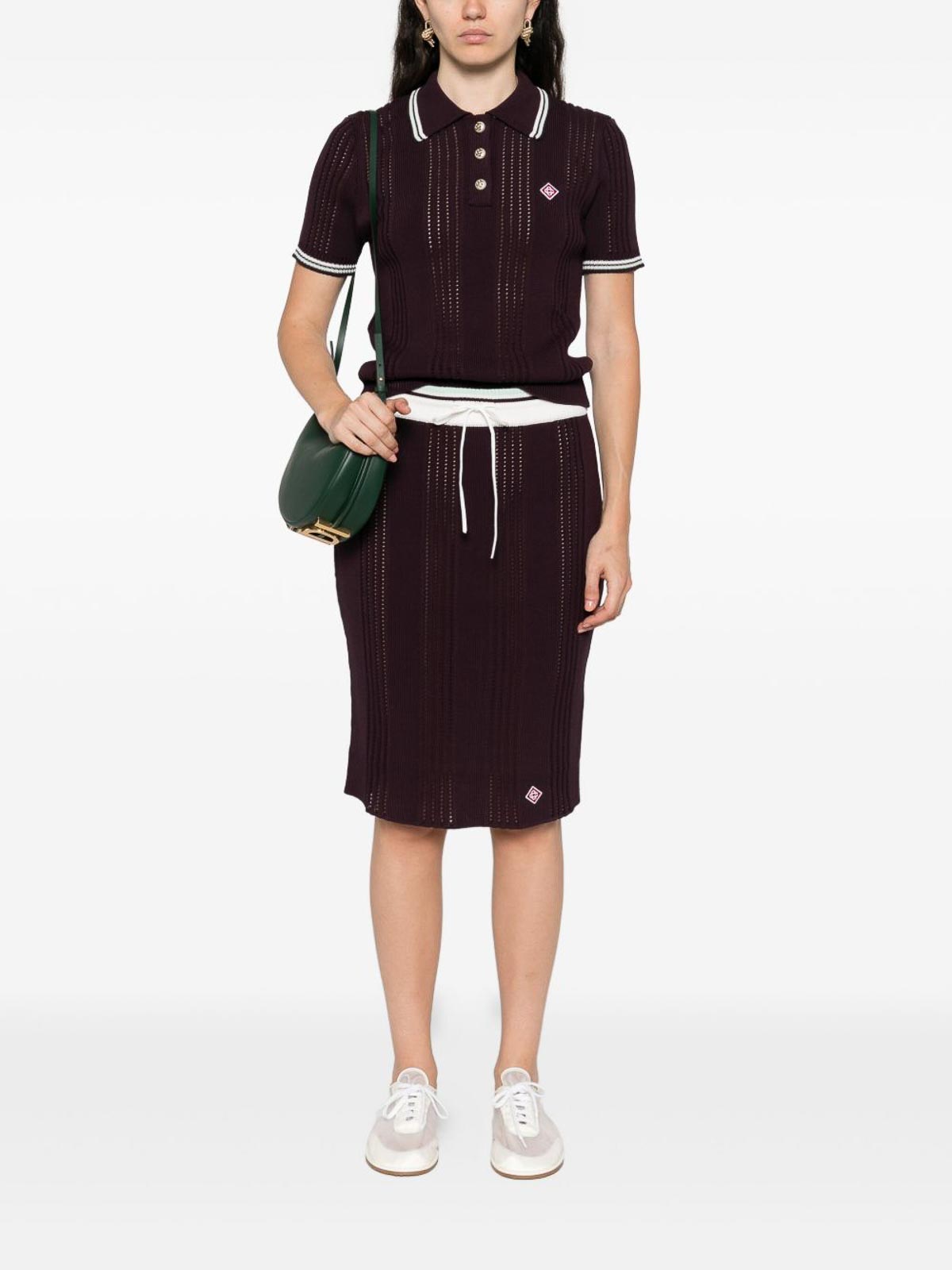 Casablanca Ribbed-knit Cotton Midi Skirt In Purple