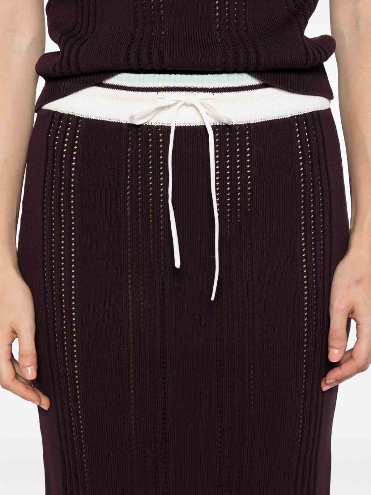Casablanca Ribbed-knit Cotton Midi Skirt In Purple