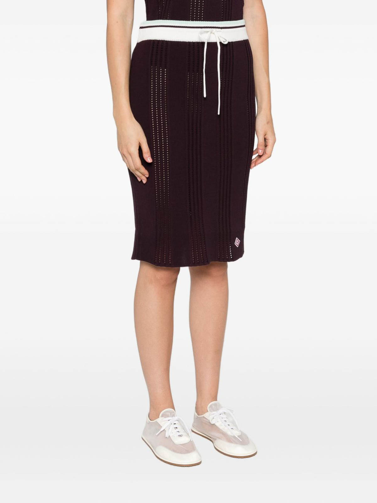 Casablanca Ribbed-knit Cotton Midi Skirt In Purple