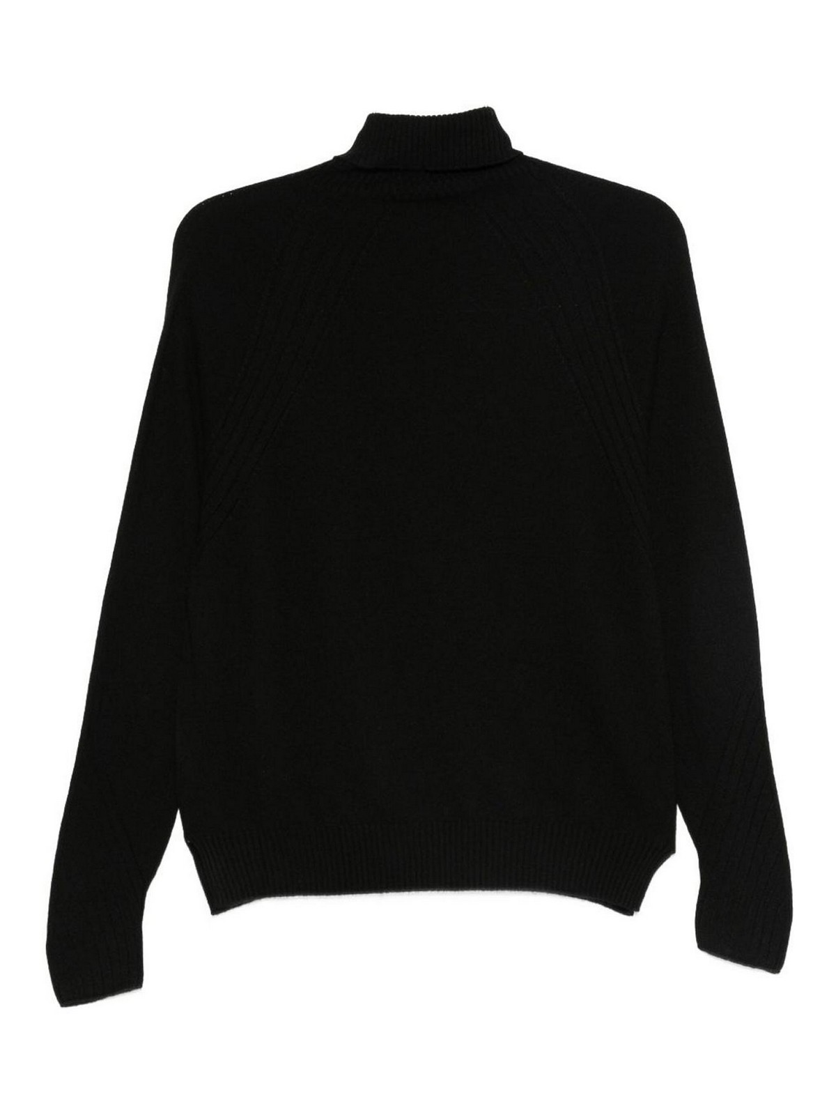 D Exterior Cashmere-blend High Neck Sweater With Metallic Accents In Black